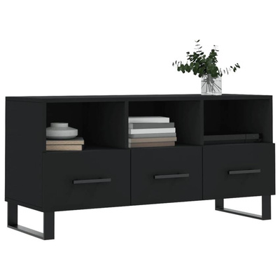 vidaXL Szafka pod TV, czarna, 102x36x50 cm, materiał drewnopochodny wariant 5