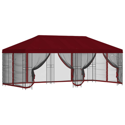 Altana z bokami 6 x 3 m bordowy Poliester i Stal 190
