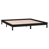 vidaXL Rama łóżka z LED, czarna, 140x190 cm, lite drewno