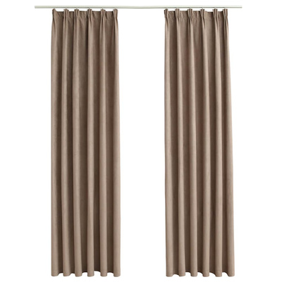 Zasłony zaciemniające z haczykami, 2 szt., taupe, 140x225 cm