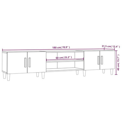 vidaXL Szafka pod TV, biała, 180x31,5x40 cm, materiał drewnopochodny