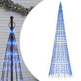 vidaXL Choinka z lampek, na maszt, 1534 niebieskie LED, 500 cm