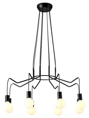 Lampa wisząca Basso 8-punktowa czarna matowa nad stół do jadalni