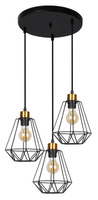 Lampa wisząca talerz czarna + złoty druciana Primo 33-06172
