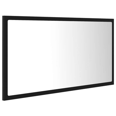 vidaXL Lustro łazienkowe z LED, czarne, 80x8,5x37 cm, akryl
