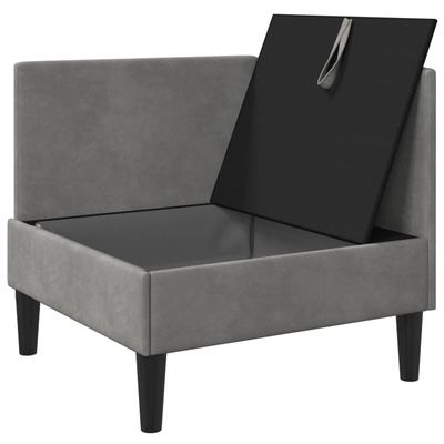 Sofa z miejscem do przechowywania jasnoszary Welur