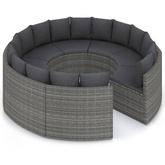 8-częściowa sofa do ogrodu, z poduszkami, polirattan, szara