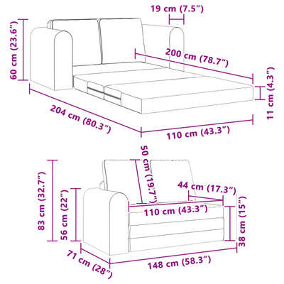 Sofa Bed Ciemny Żółty 148 x 71 x 83 cm tkanina