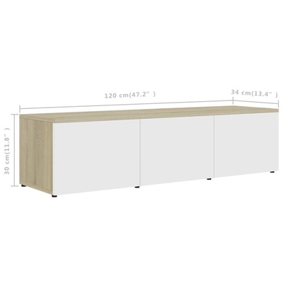 vidaXL Szafka pod TV, biel i dąb sonoma, 120x34x30 cm