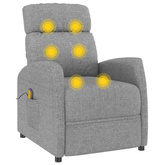 vidaXL Fotel masujący, jasnoszary, obity tkaniną