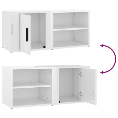 vidaXL Szafka pod TV, wysoki połysk, biała, 80x31,5x36 cm