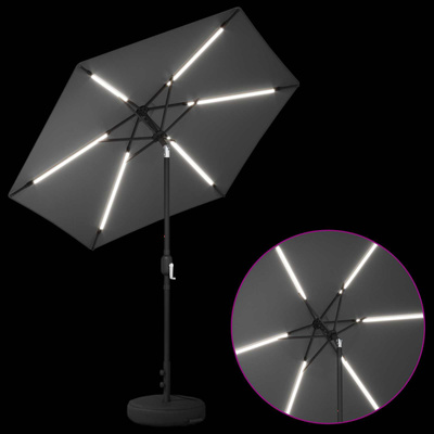 Parasol ogrodowy z oświetleniem LED i podstawą 230 x 230 cm