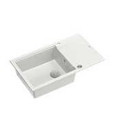 EVAN 136 XL GraniteQ zlewozmywak z syfonem Push To Open 1-komorowy z/o (860x500x210; kom. 420x490) snow white / elementy stalowe