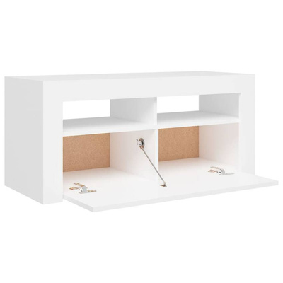 vidaXL Szafka pod TV z oświetleniem LED, biała, 90x35x40 cm