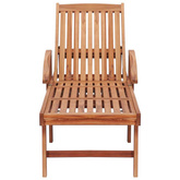 vidaXL Leżak z czerwoną poduszką, lite drewno tekowe