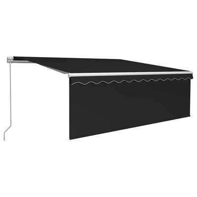 Ręcznie zwijana markiza z zasłoną i LED, 4,5x3 m, antracytowa