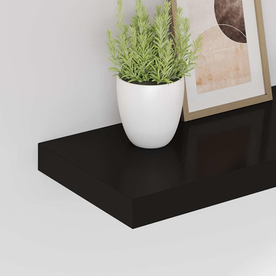 vidaXL Półki ścienne, 4 szt., czarne, 50x23x3,8 cm, MDF