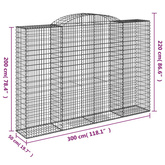 Kosze gabionowe, 5 szt, 300x50x200/220 cm, galwanizowane żelazo