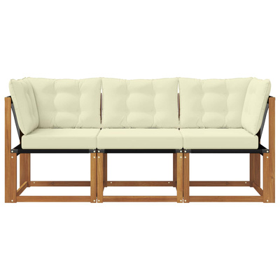 3 szt. Modułowa sofa na zewnątrz Naturalny