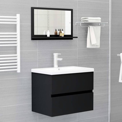 vidaXL Lustro łazienkowe, czarne 60x10,5x37cm, materiał drewnopochodny