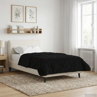 Letni Kołdra Czarny 155 x 220 cm Mikrofibra i Fleece Teddy