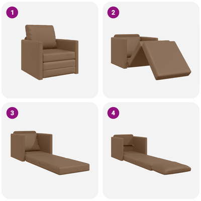 Sofa Bed Cappuccino 74 x 77 x 81 cm Sztuczna skóra
