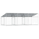 Klatka dla psa, z dachem i drzwiami, szara, 6x2x2 m, stal