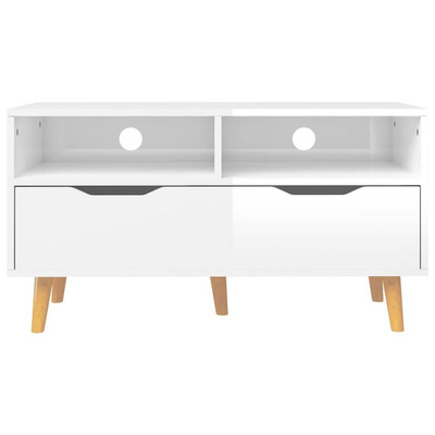 vidaXL Szafka pod TV, biała, wysoki połysk, 90x40x48,5 cm