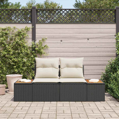 Sofa Ogrodowa Czarny 184 x 62 x 85cm polirattan