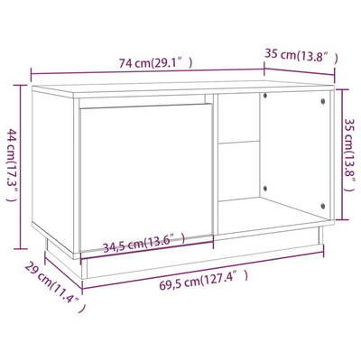 vidaXL Szafka pod TV, czarna, 74x35x44 cm, lite drewno sosnowe