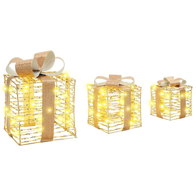 Pudełko Prezentowe 3 pcs Ciepła biel 20 x 20 x 20 cm PET