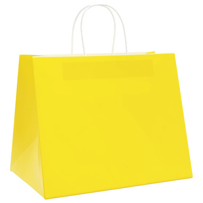 Torby papierowe 250 szt. z uchwytami żółte 32x22x24 cm