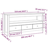 vidaXL Szafka pod TV, miodowy brąz, 114x35x52 cm, lite drewno sosnowe