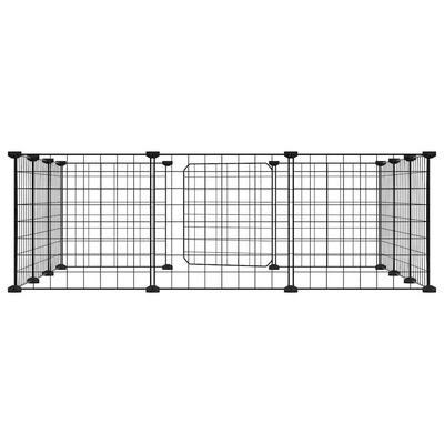 Klatka dla zwierząt z bramką, 12 paneli, czarna, 35x35 cm, stal