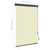 vidaXL Roleta zewnętrzna, 120x250 cm, kremowa