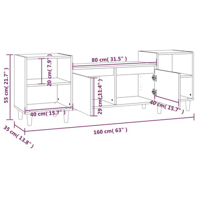 vidaXL Szafka pod TV, szarość betonu, 160x35x55 cm model standard