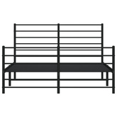 Metalowe łóżko z zanóżkiem, bez materaca, czarne, 160x200 cm
