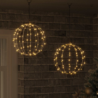 Piłka z 192 diodami LED 2 pcs Ciepła biel 30 x 30 x 32 cm Metal