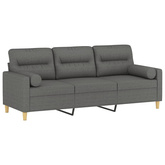 3-osobowa sofa z poduszkami, ciemnoszara, 180 cm, tkanina