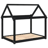 vidaXL Legowisko dla psa, czarne, 111x80x100cm, lite drewno sosnowe
