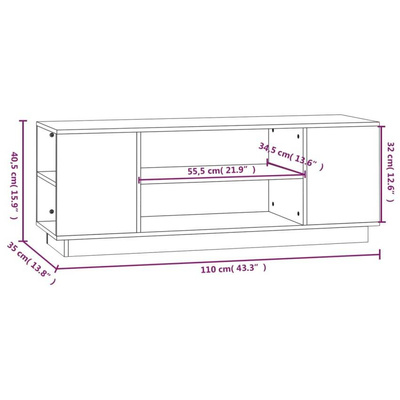 vidaXL Szafka pod TV, czarna, 110x35x40,5 cm, lite drewno sosnowe