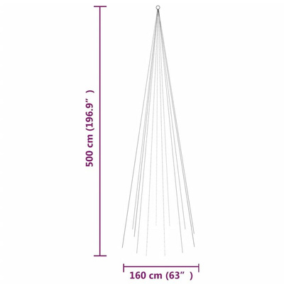 vidaXL Choinka do montażu na maszcie, 732 niebieskich diod LED, 500 cm
