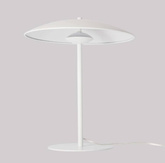 Lampa stołowa LUND w stylu skandynawskim – biały klosz talerz - minimalistyczna lampa do salonu i sypialni
