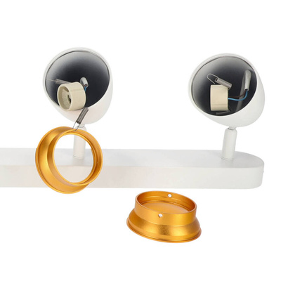 Poczwórna punktowa oprawa sufitowa typu spot OVO 4 White Gold, listwa, IP20, 4xGU10, biała, pierścień złoty EDO777242 EDO Solutions