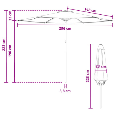 Parasolka ogrodowa 300 x 300 cm Poliester Prostokątny