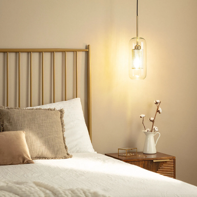Lampa Wisząca Złota Szklana Zwis Abruzzo Nobbile E27