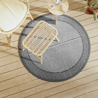 vidaXL Dywan na zewnątrz, szary, ?120 cm, PP wariant 7