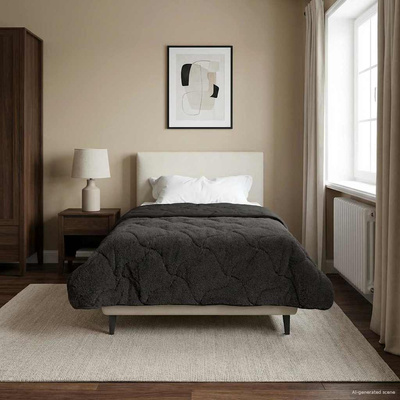 Letni Kołdra Antracyt 135 x 200 cm Mikrofibra i Fleece Teddy