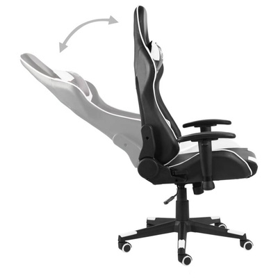 vidaXL Obrotowy fotel gamingowy, biały, PVC