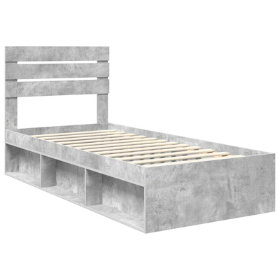 Ramka łóżka Szary beton 100 x 200 cm Lite drewno sosnowe